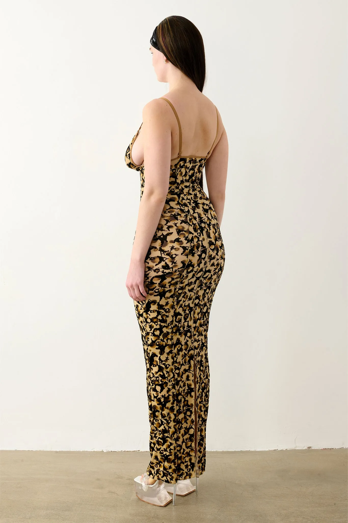 Hun Dress Beige Leopard Print