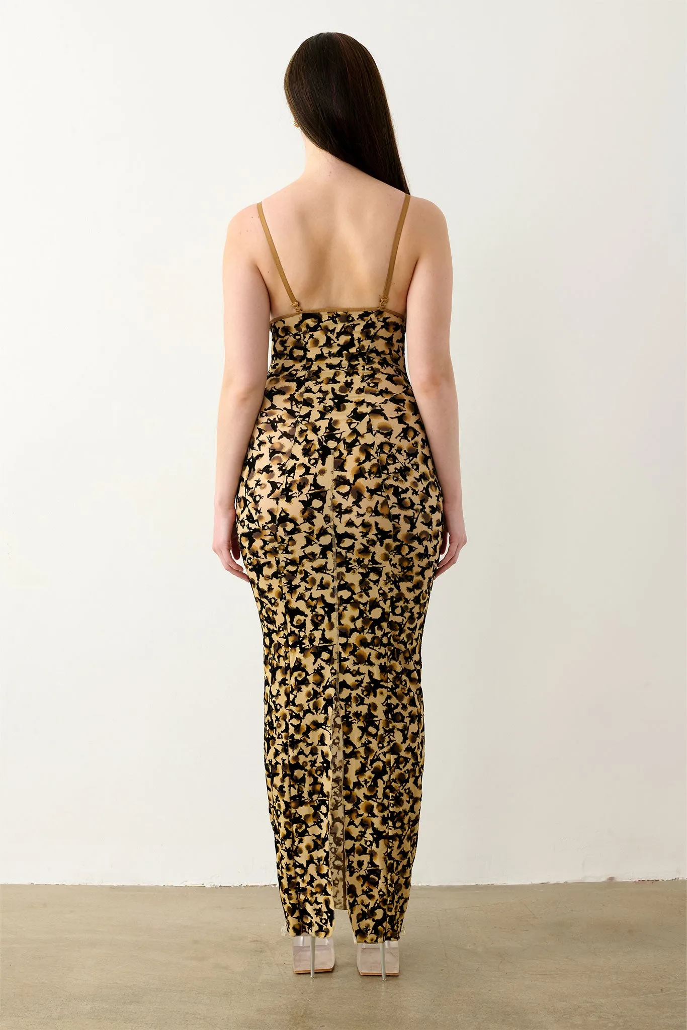 Hun Dress Beige Leopard Print