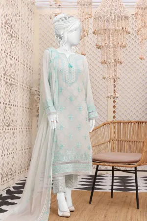 Hz Stitched 3 Piece Embroidered Chiffon Formals Vol-01 Collection'2023-HZK-128-B