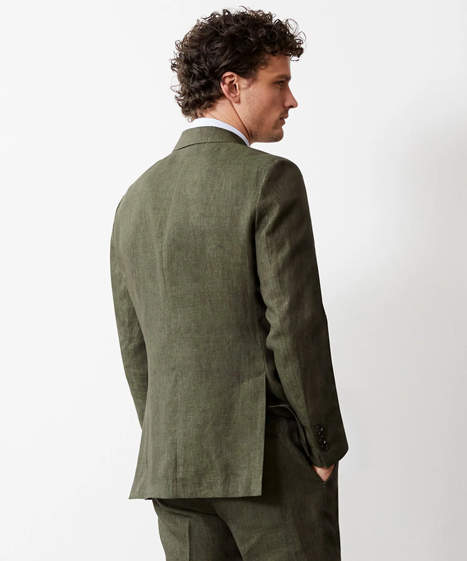 Italian Linen Sutton Suit in Olive