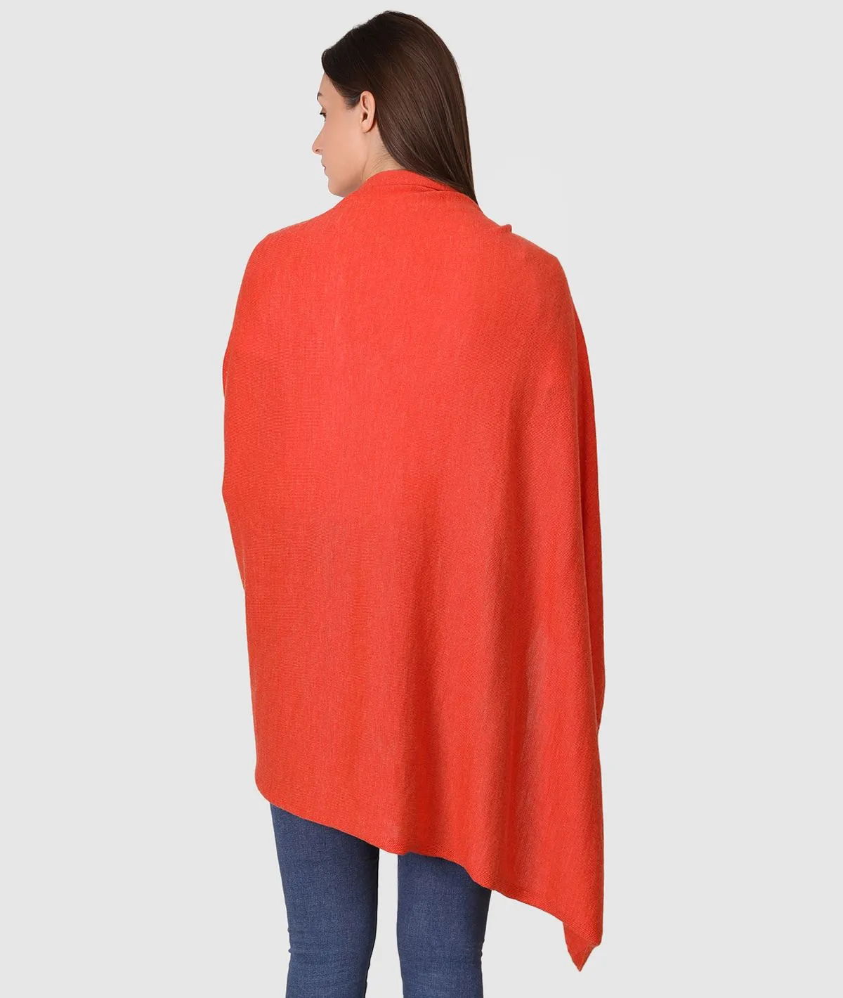 Jersey Knit 100% Merino Wool Shawl (Orange Melange)