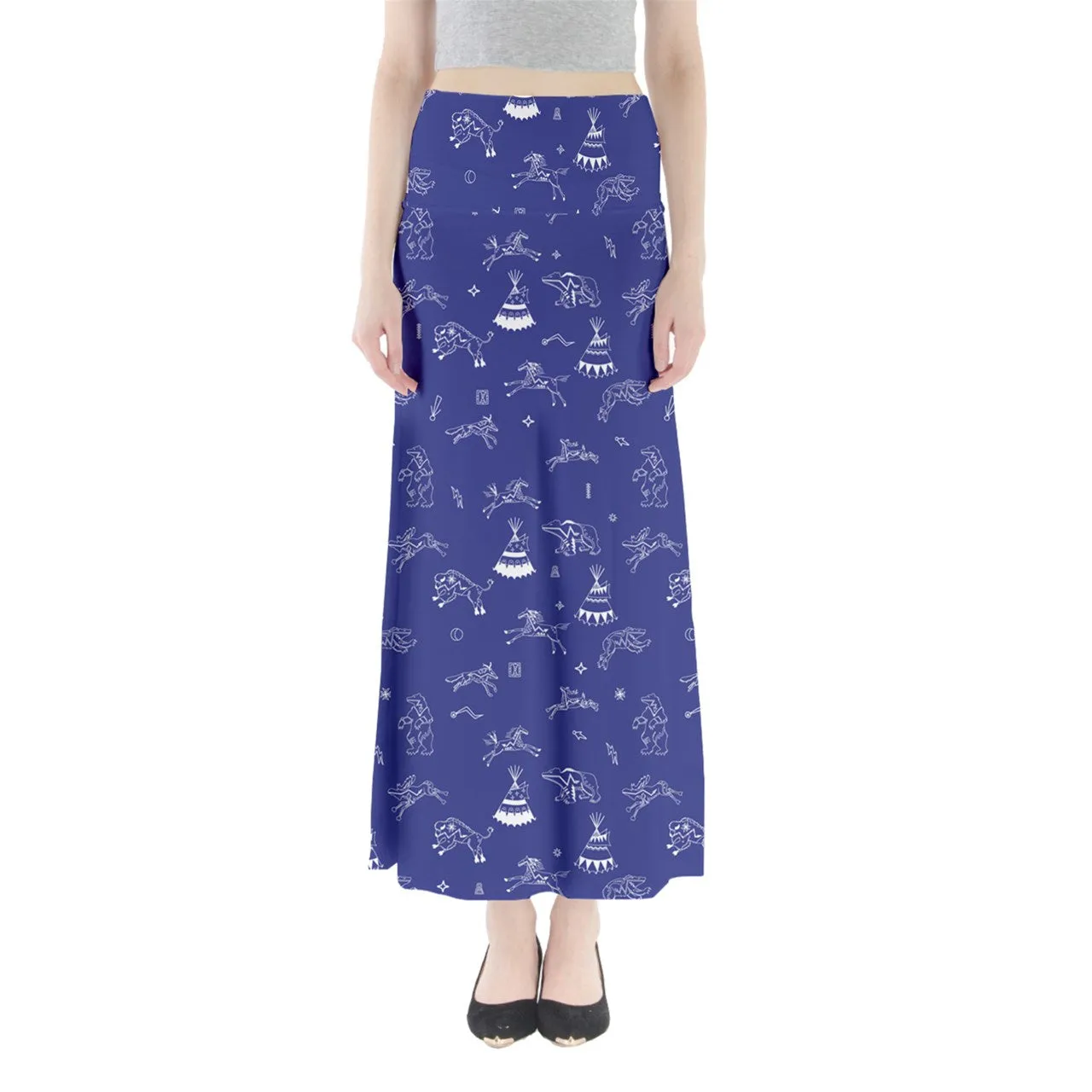 Ledger Dabbles Blue Full Length Maxi Skirt