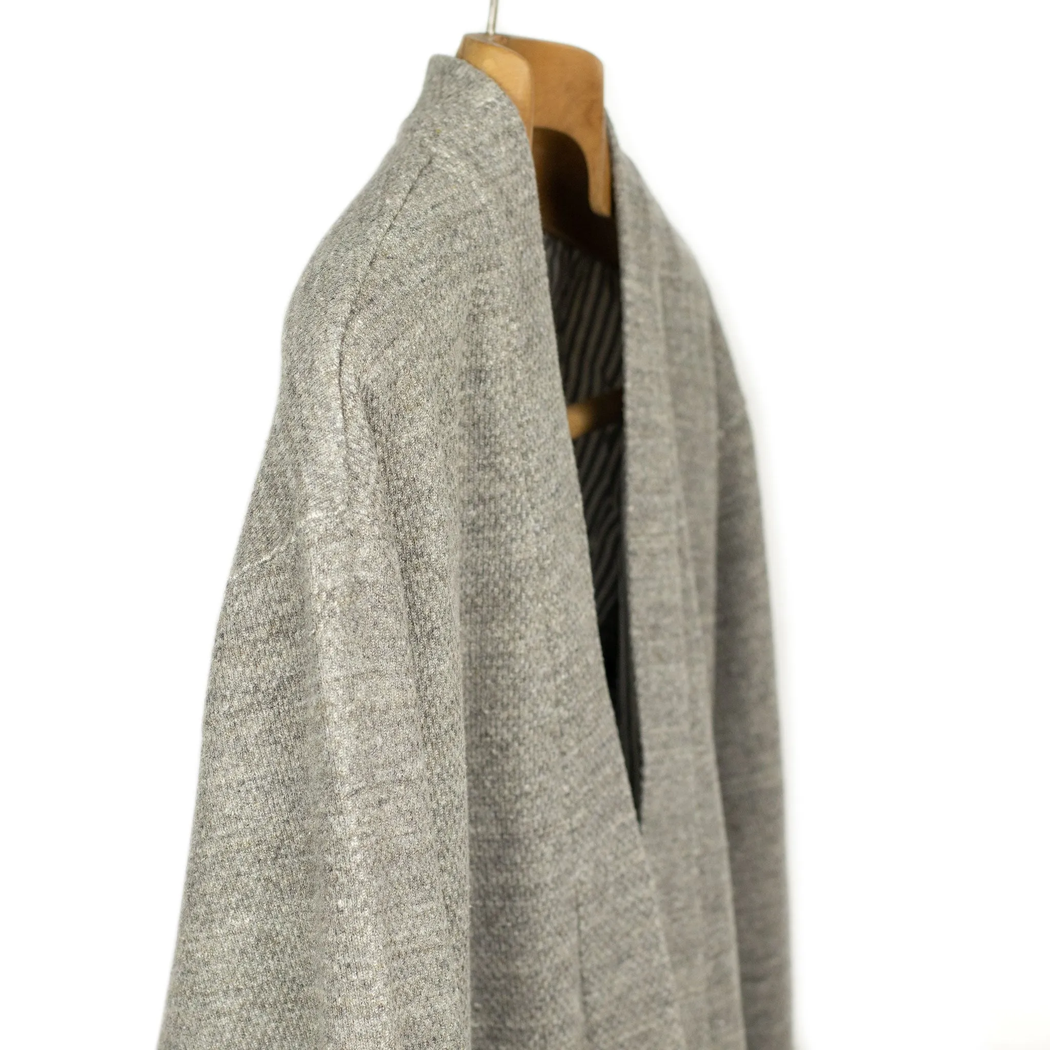 Lined easy cardigan in grey cotton honeycomb jersey