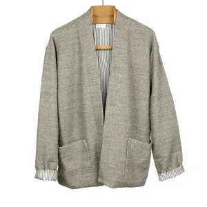 Lined easy cardigan in grey cotton honeycomb jersey