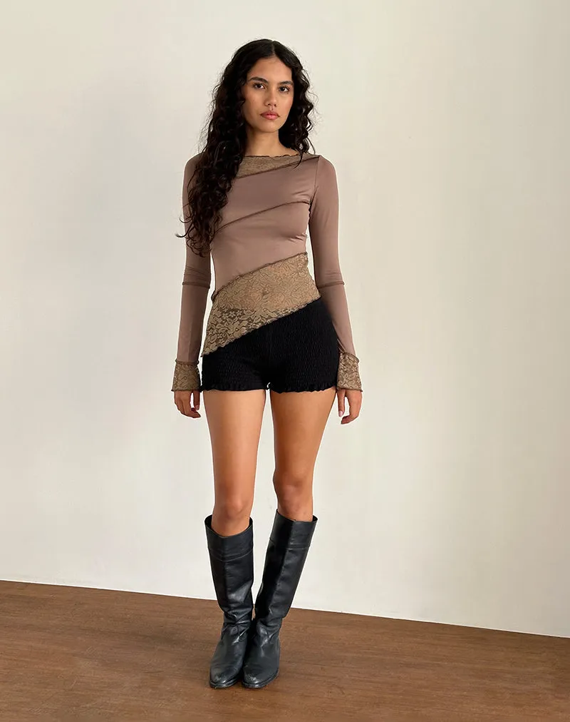 Lucca Long Sleeve Top in Slinky Lace Mocha