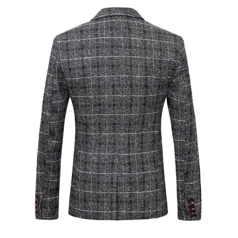 Men's Slim Fit Plaid Suit Coat