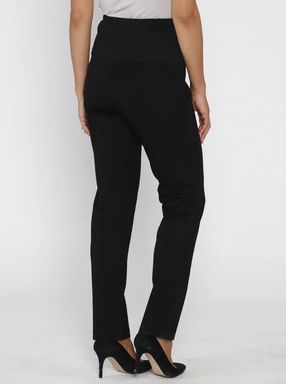 Mid Waist Maternity Straight Leg Pants - Black