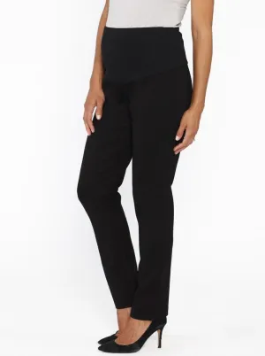 Mid Waist Maternity Straight Leg Pants - Black