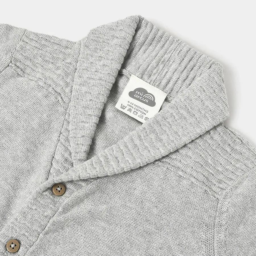 Misty Knitted Grey Shawl Collar Cardigan