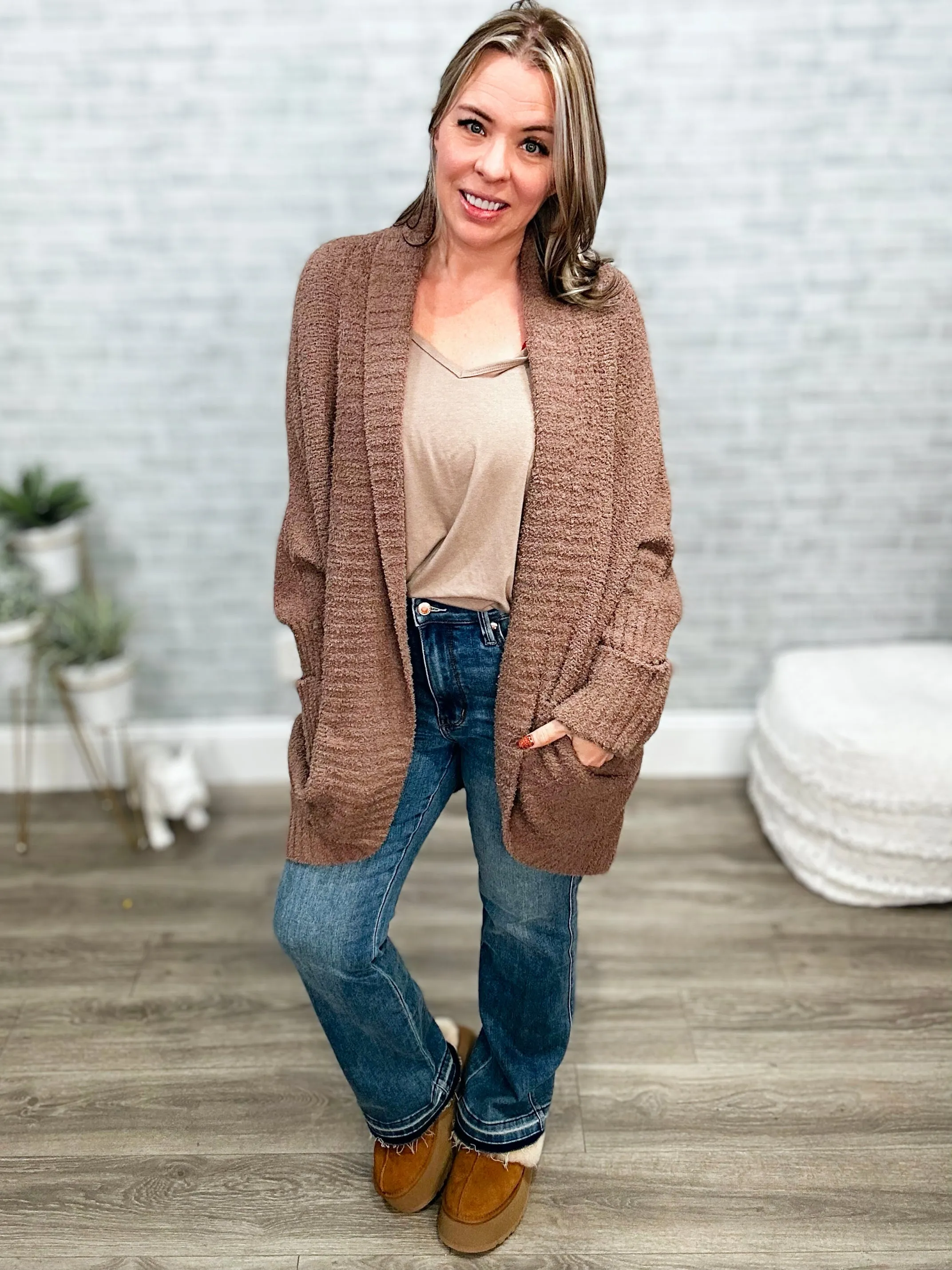 OMG Thick & Crazy Soft Cuddle You Mocha Cardigan with Pockets