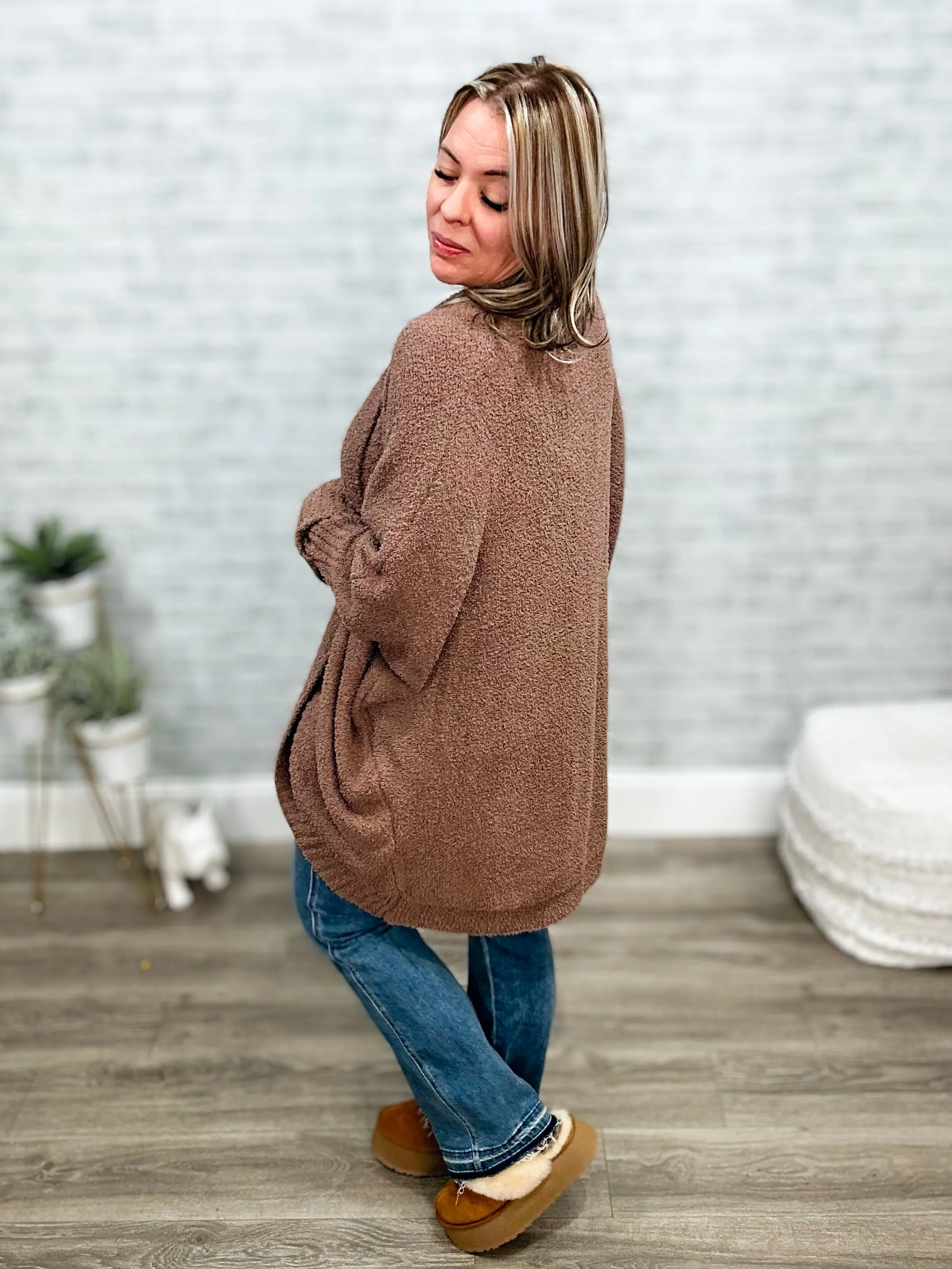 OMG Thick & Crazy Soft Cuddle You Mocha Cardigan with Pockets