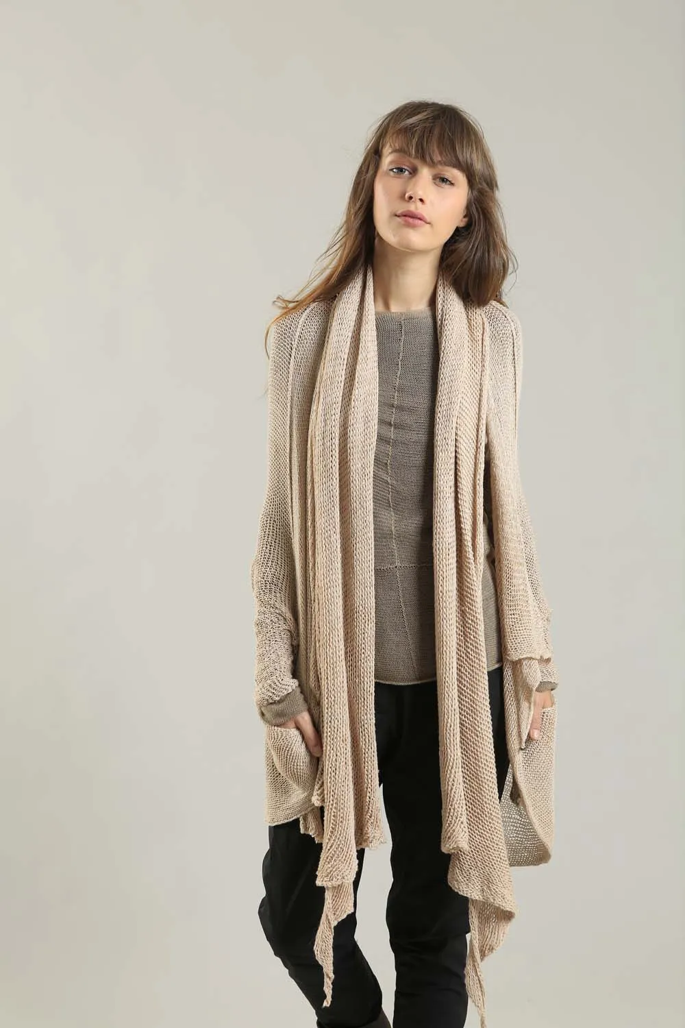 Oversized T Light Sweater with Pockets- Nude Dusty blush