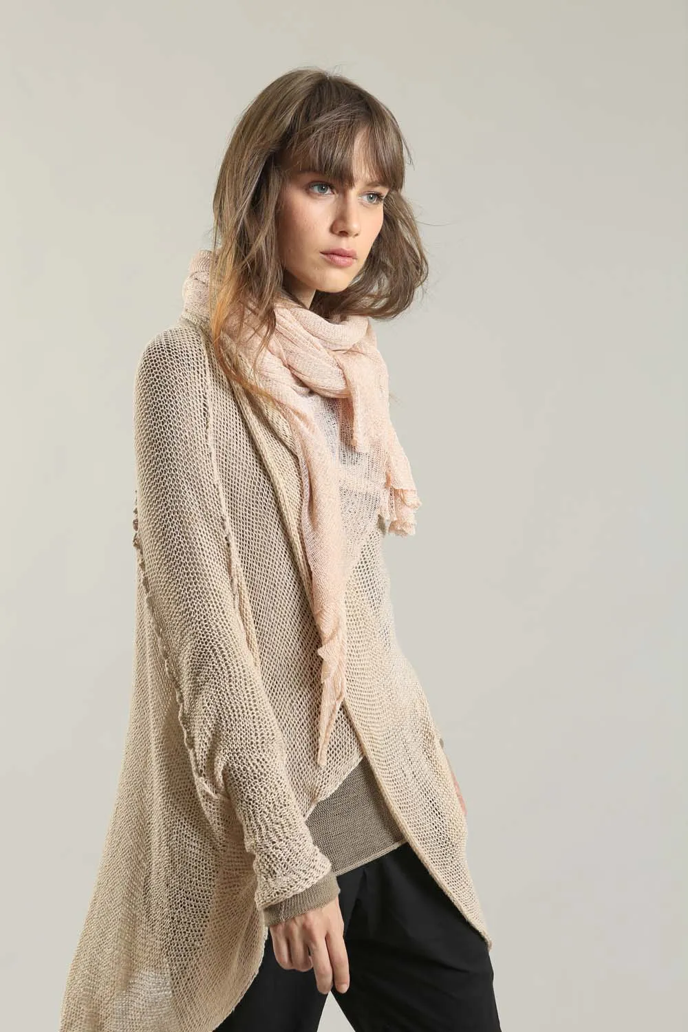 Oversized T Light Sweater with Pockets- Nude Dusty blush