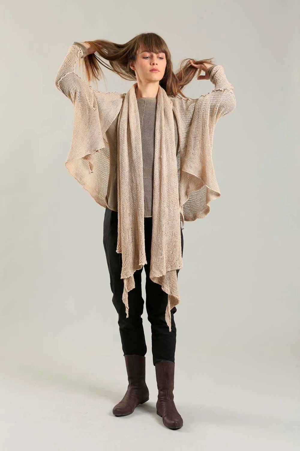 Oversized T Light Sweater with Pockets- Nude Dusty blush