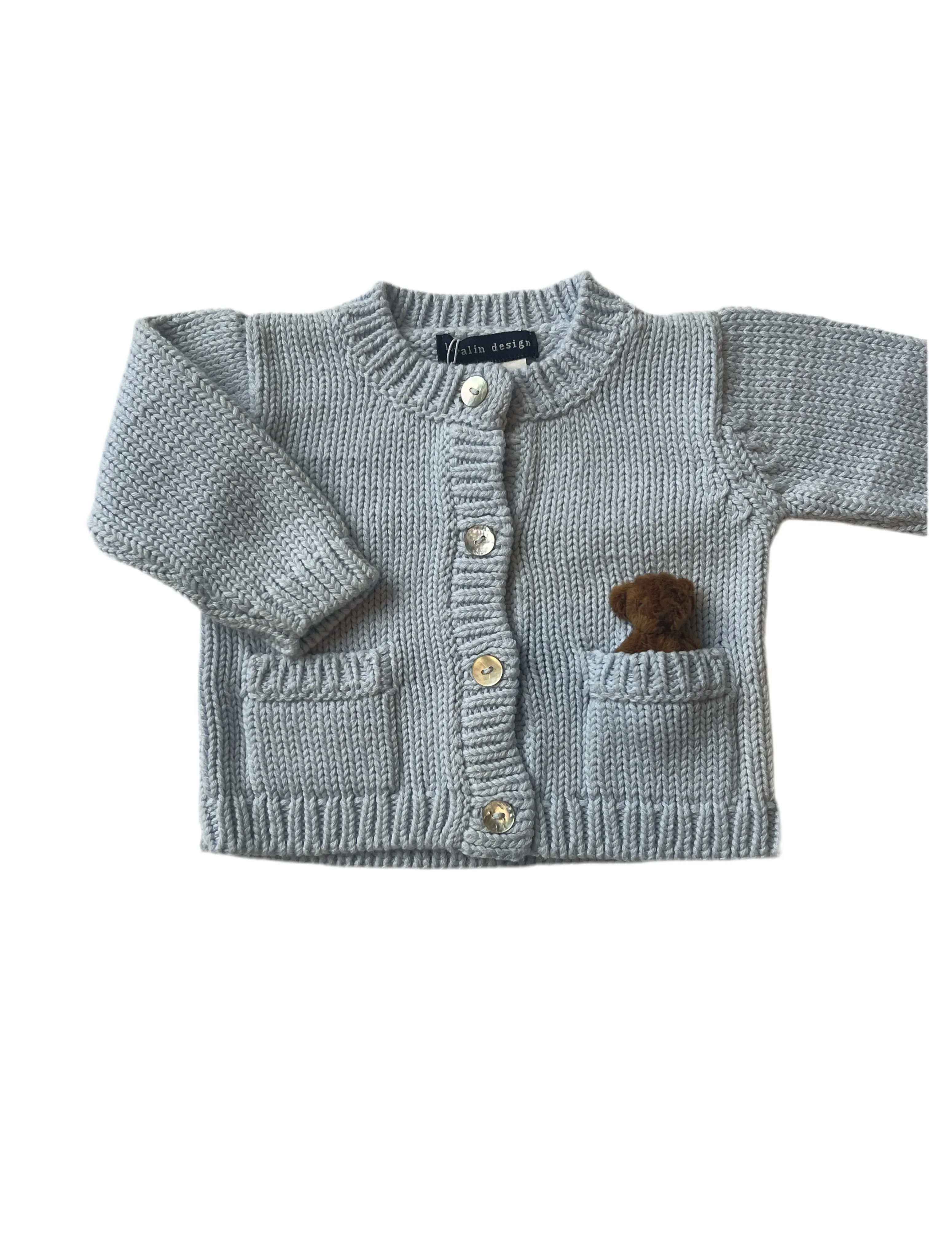 Pale Blue Knit Bear Cardigan