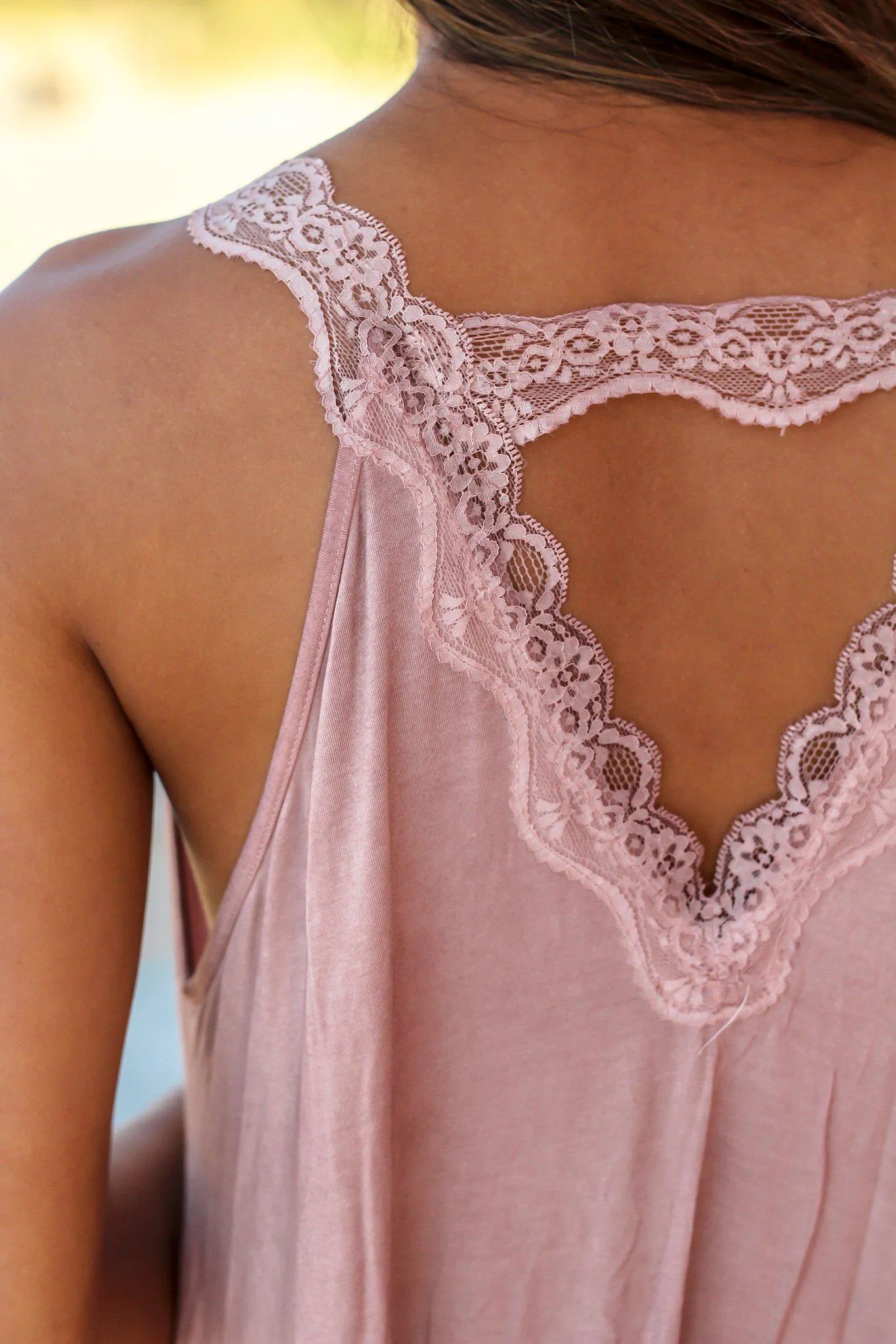 Pink Top with Lace Detail