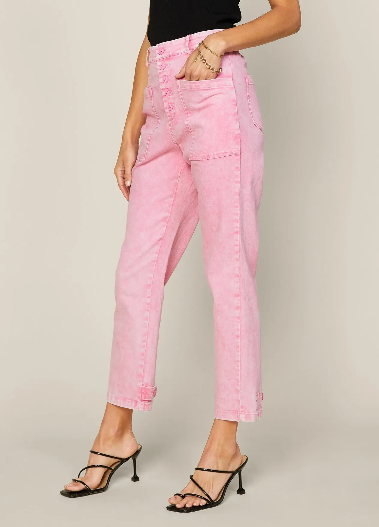 Pink Utility Denim Pants