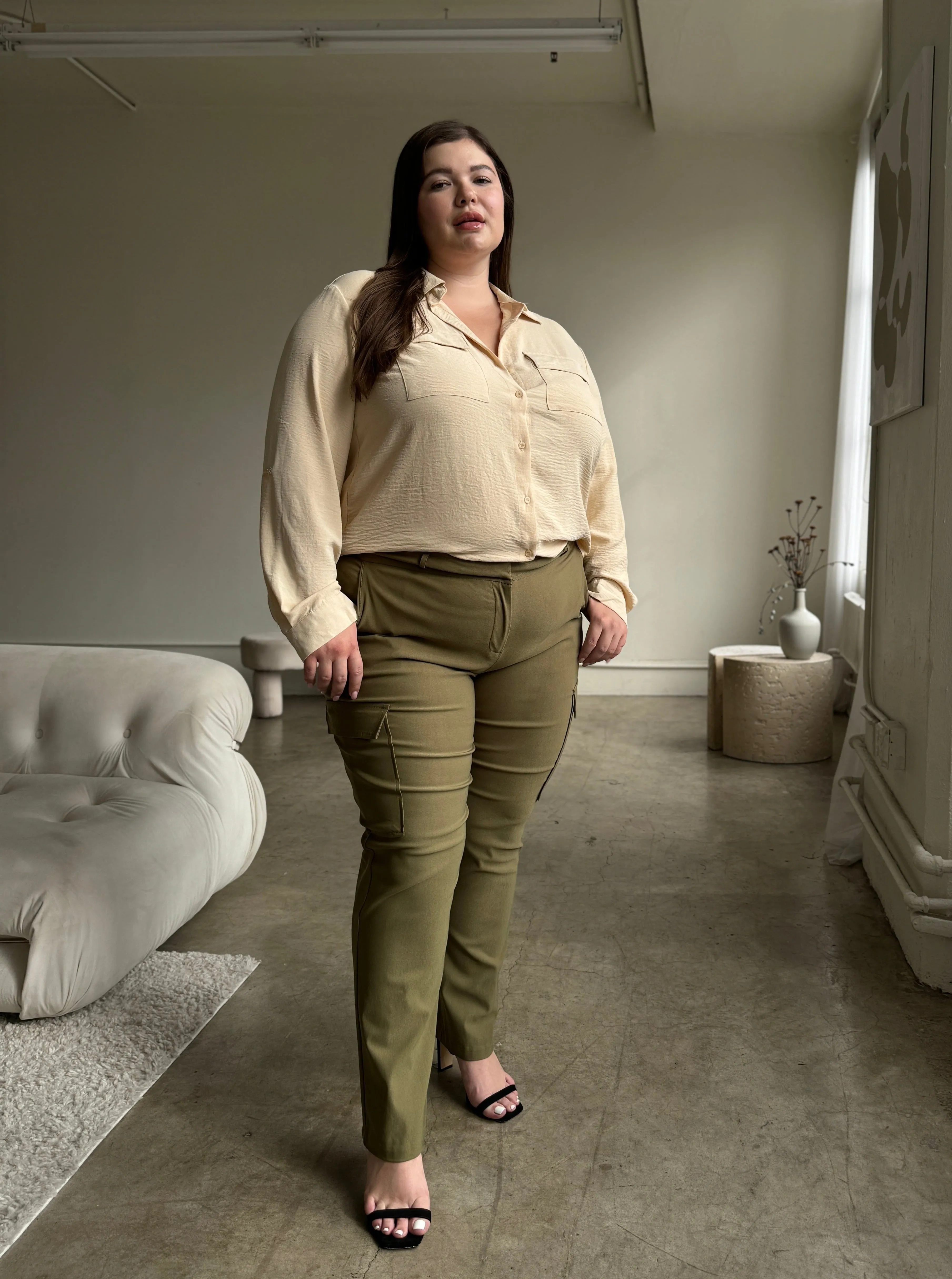 Plus Size Stretchy Cargo Pants