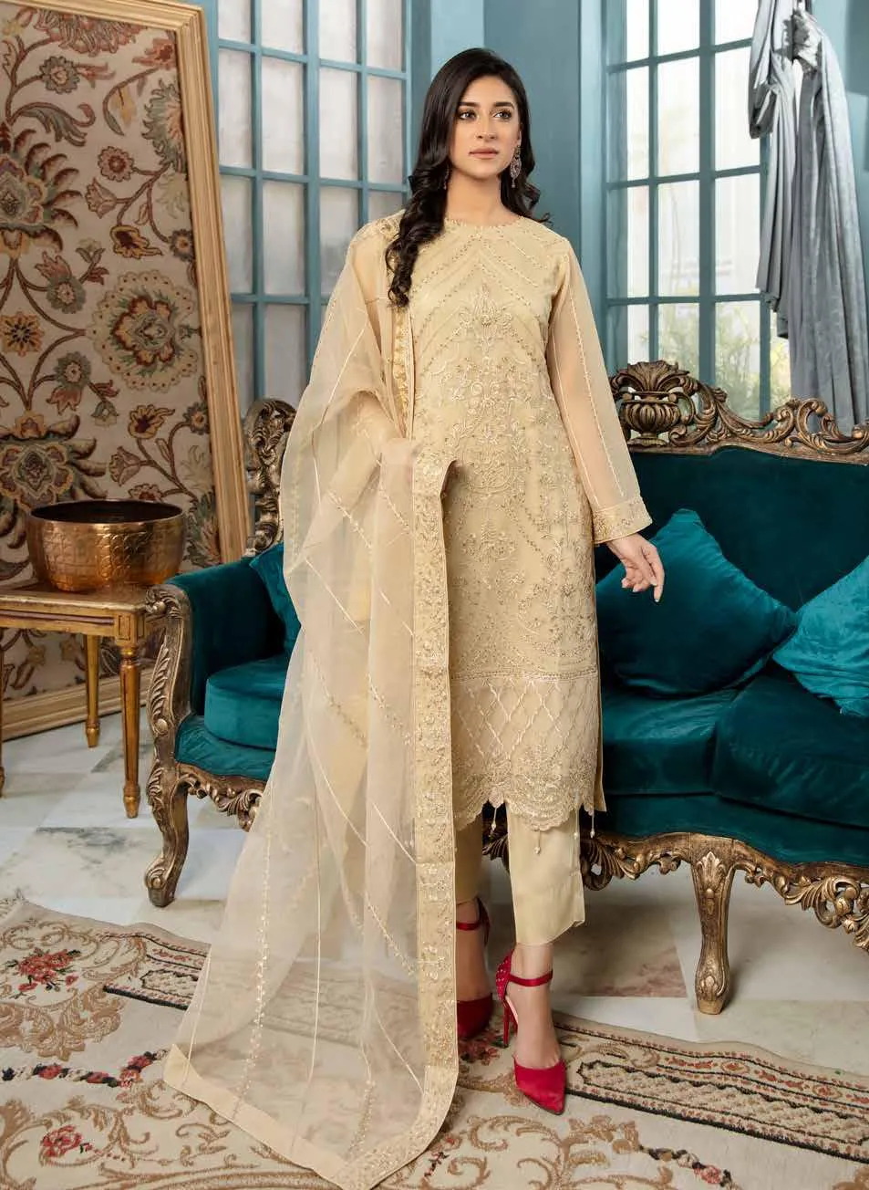 Poshak Mirha Embroidered Chiffon Collection – D-118