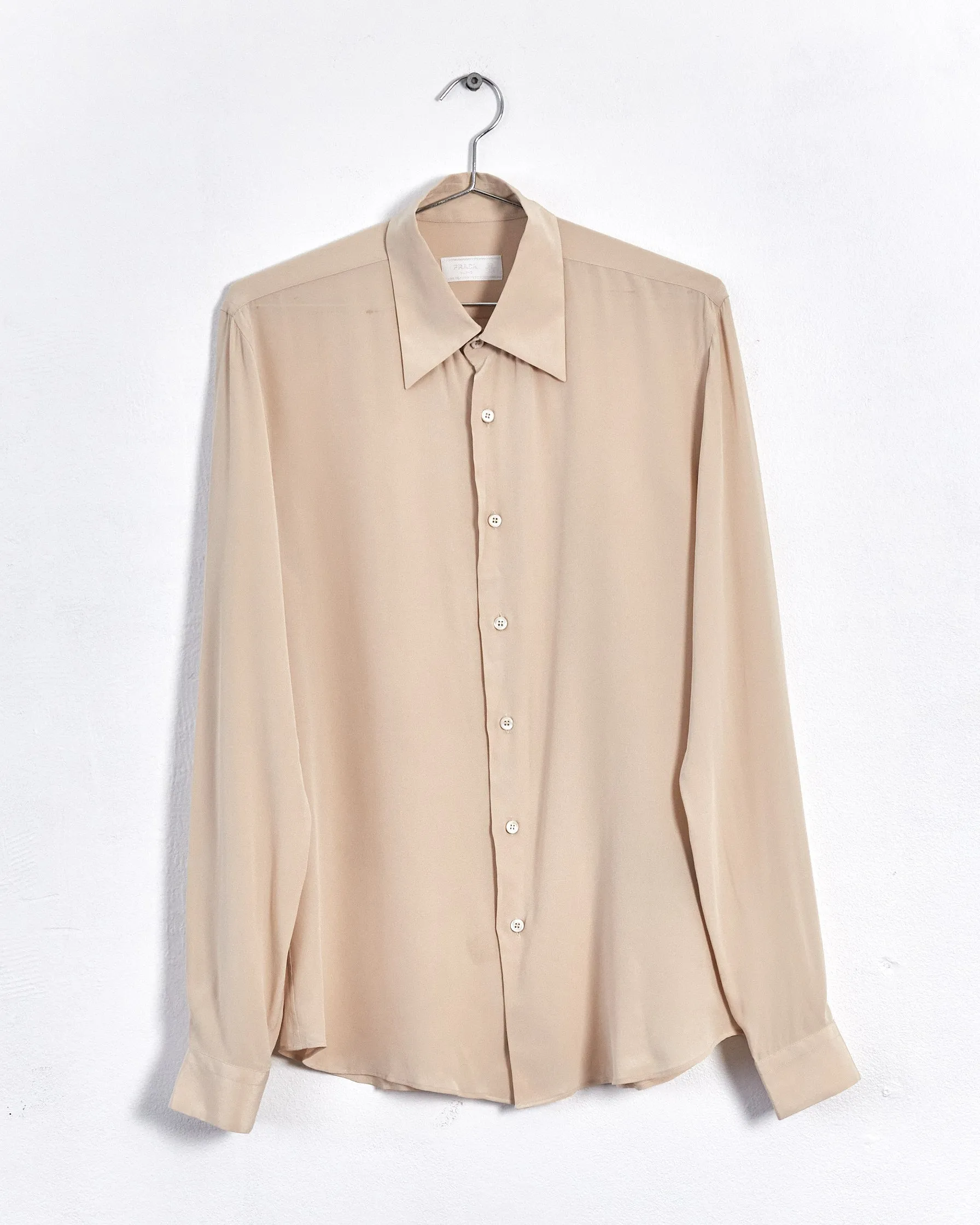 Prada 2014 silk shirt, beige, 10-12