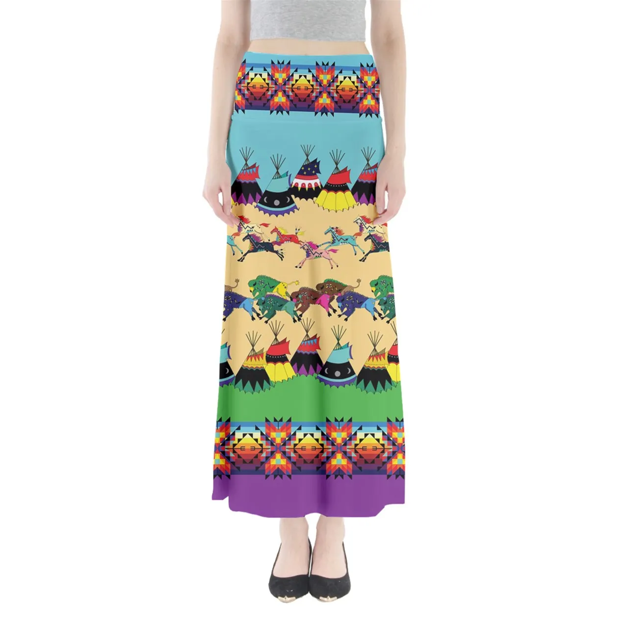 Prairie Bison Full Length Maxi Skirt