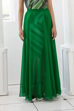 Pre-Order OLIVE GREEN CHIFFON - LONG SKIRT - GREEN