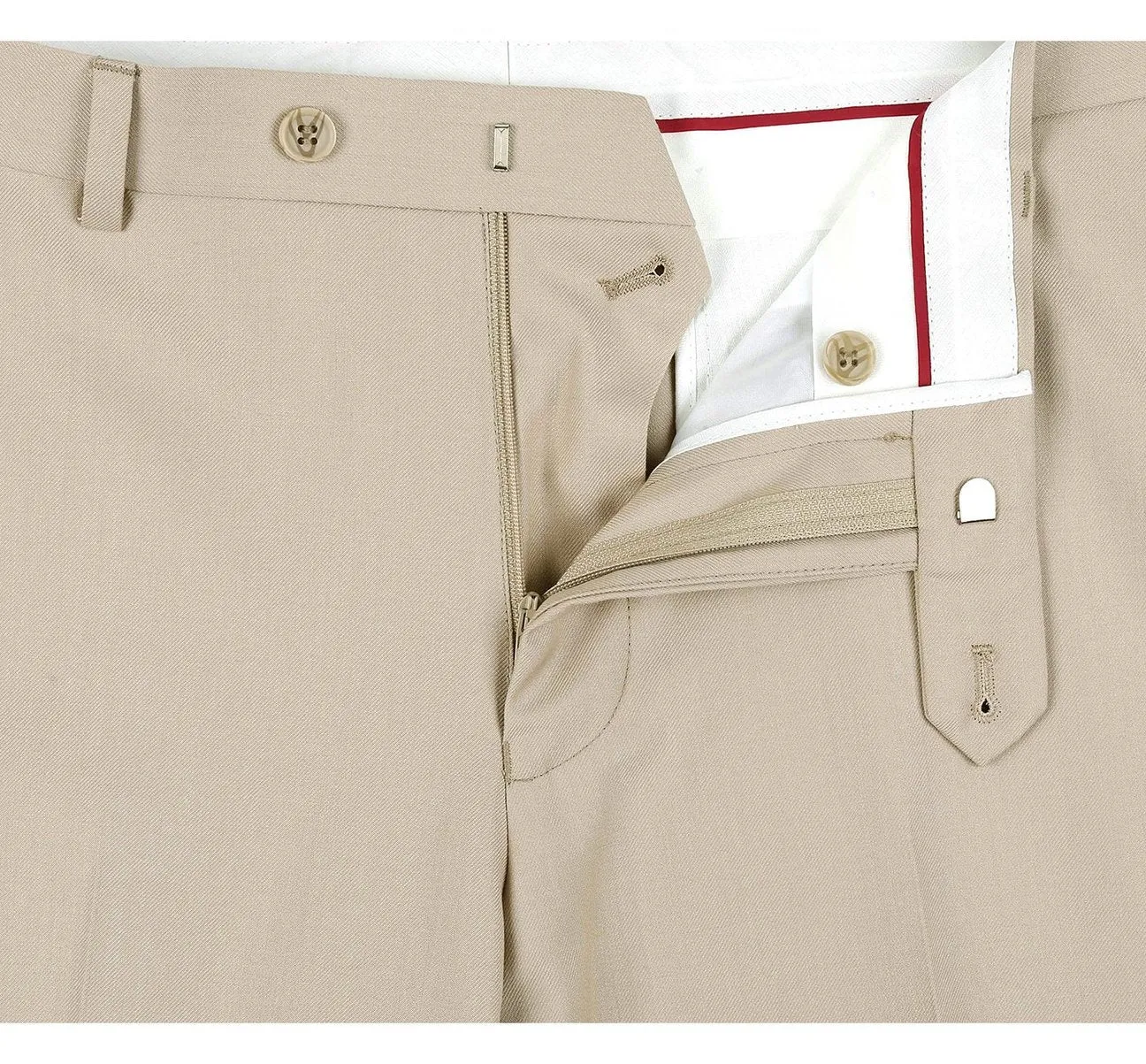 RENOIR Beige Slim Fit Flat Front Suit Separate Pants 201-3