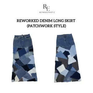 REWORKED Denim Patch Work Maxi Skirt (AW24)