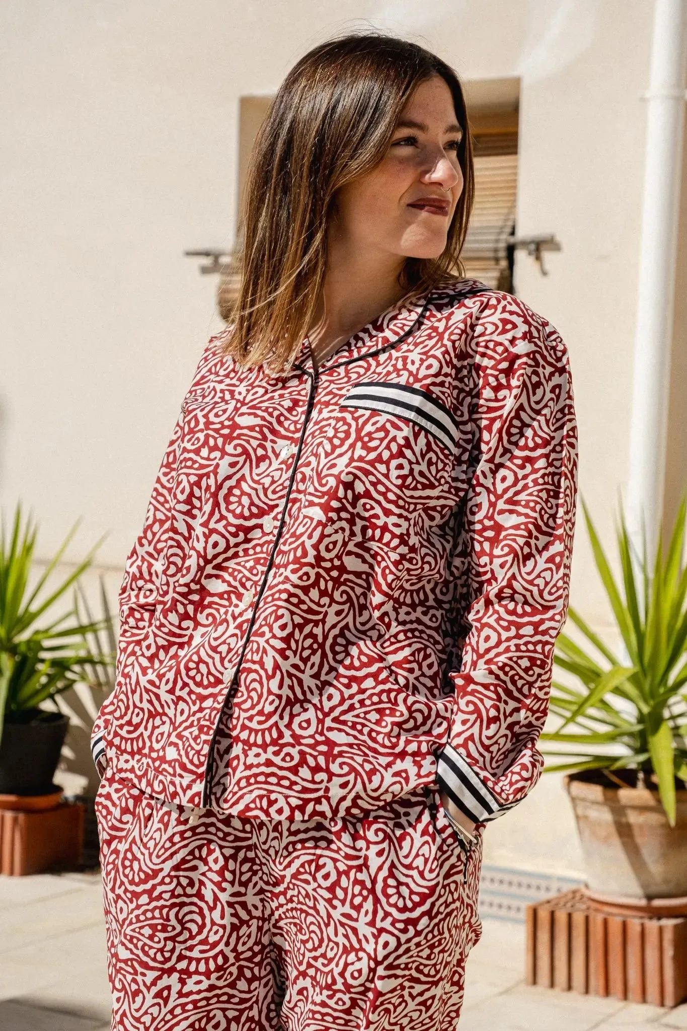 Rojo Paisley Cotton Pyjamas