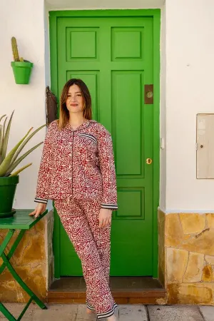 Rojo Paisley Cotton Pyjamas