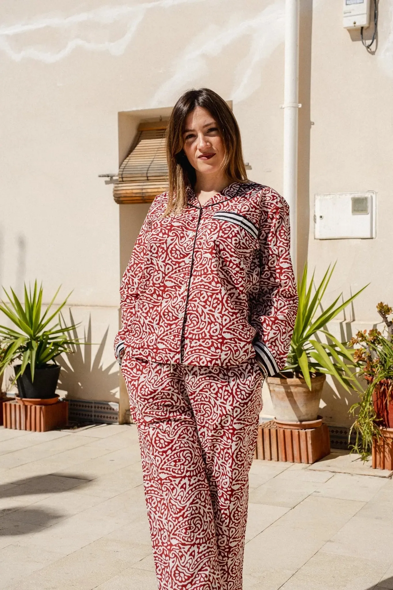 Rojo Paisley Cotton Pyjamas