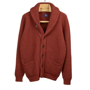 Shawl collar 4-ply cardigan jacket in Sienna supergeelong lambswool