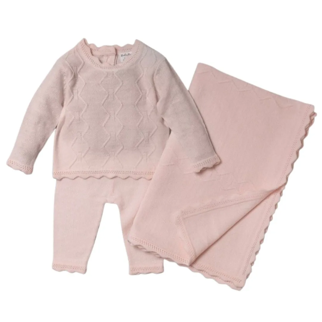 Soft Pink 3 Piece Knitted Clothing Set