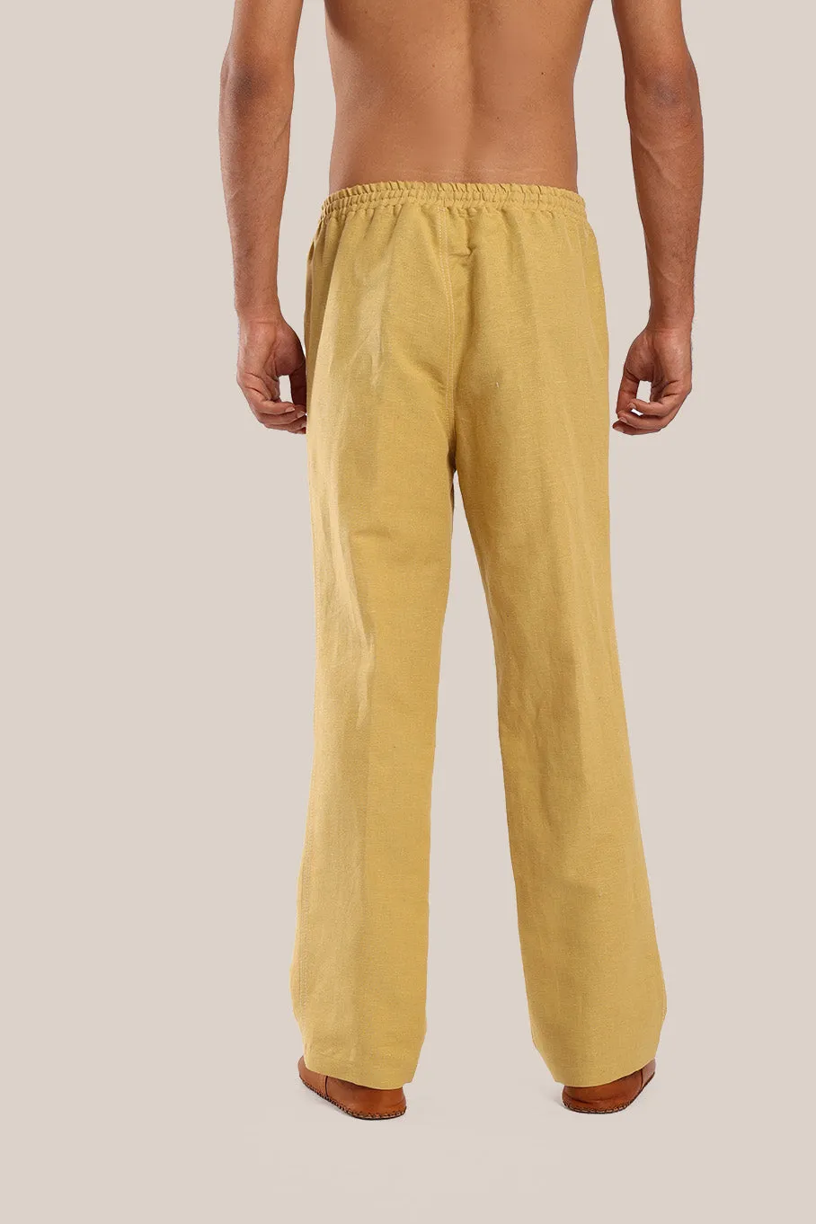 Straight leg pants with elastic waistband