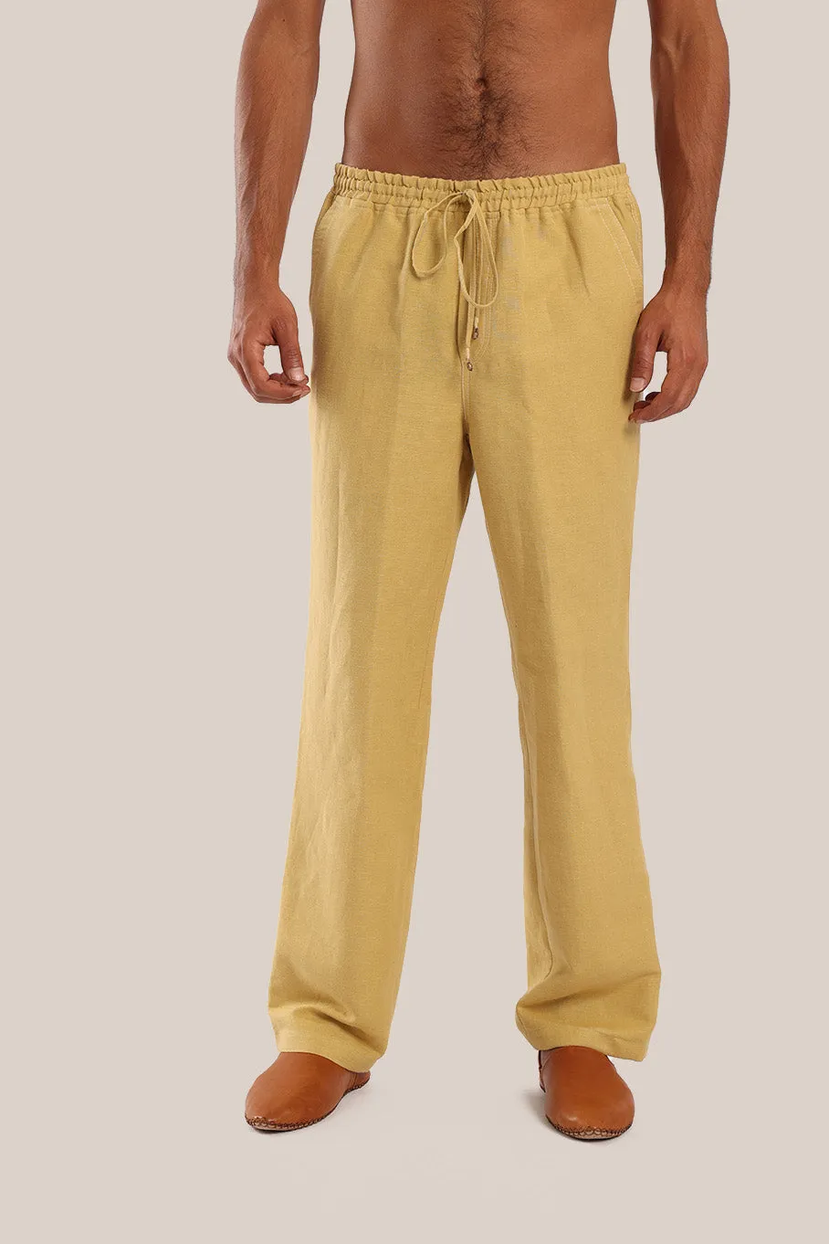 Straight leg pants with elastic waistband