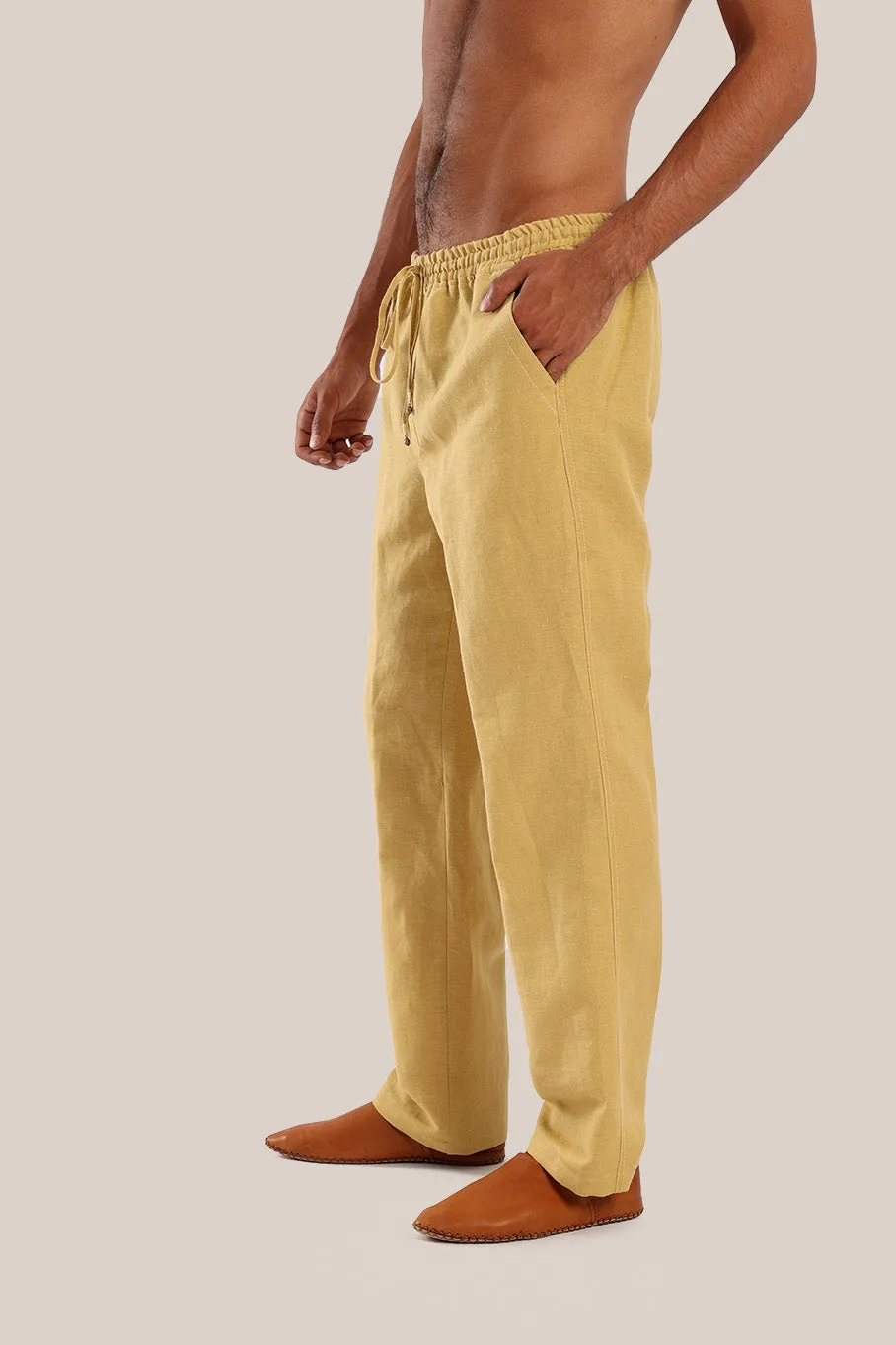 Straight leg pants with elastic waistband