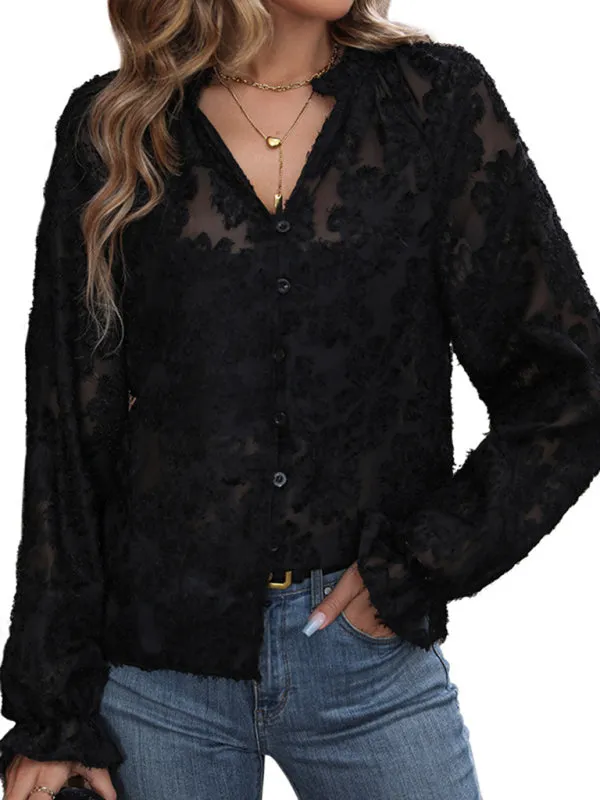 TEEK - Long Sleeve Black French Top