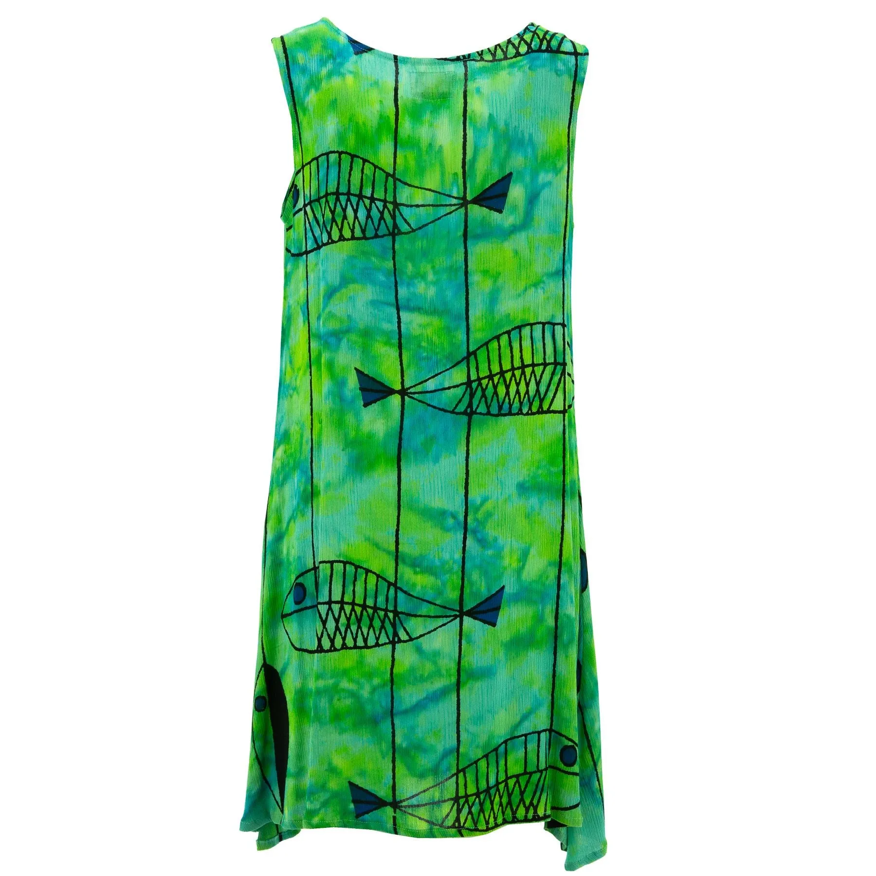 The Swirl Shift Dress - Green Fish