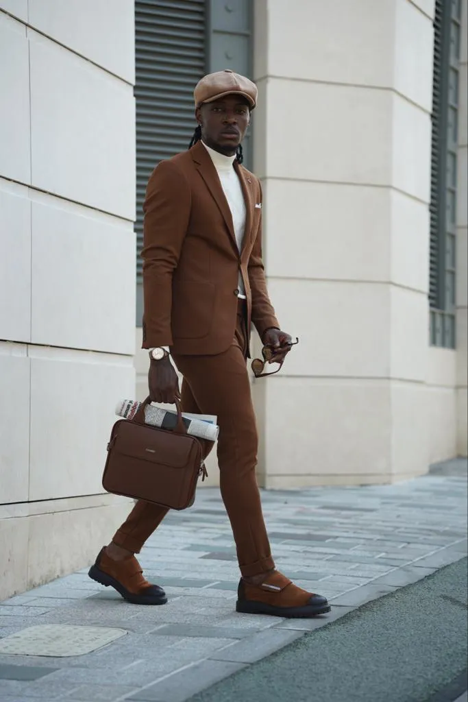 Thread Slim Fit Bag Pocket Camel Suit