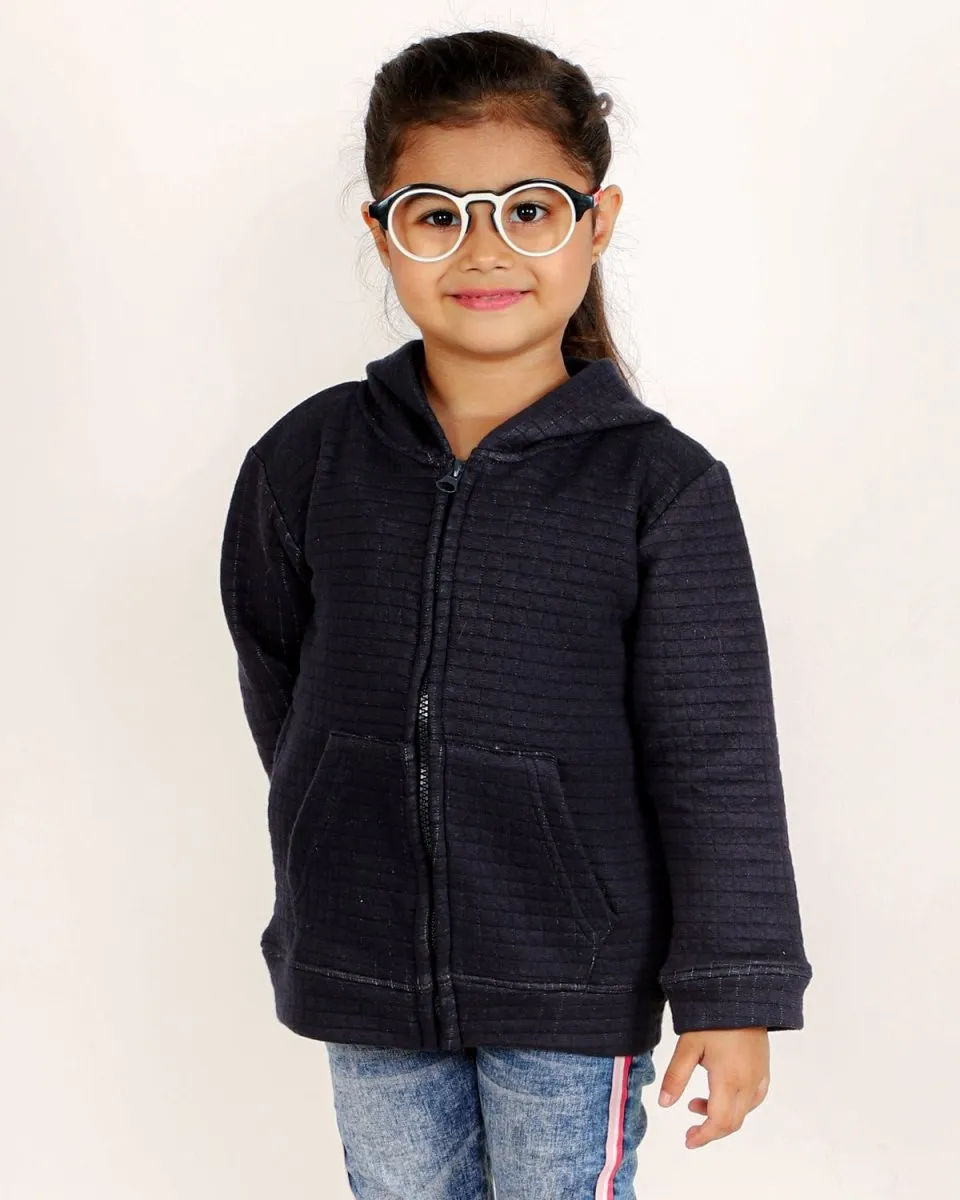 True Navy Quilted Kids Unisex Zipper Jacket