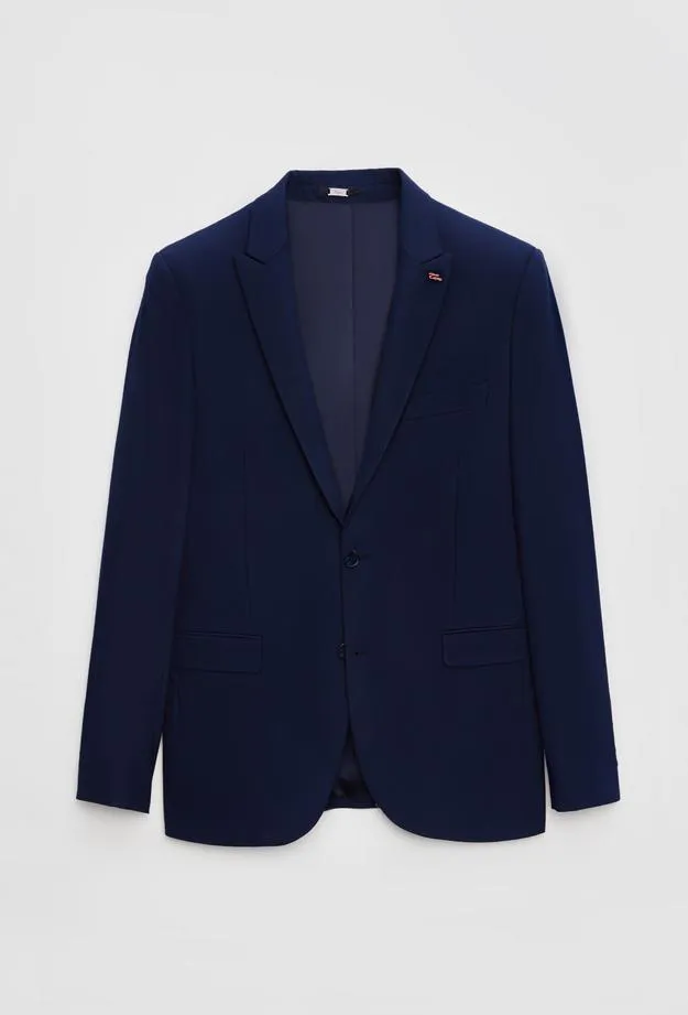 Twn Slim Fit Navy Blue Dobby Suit