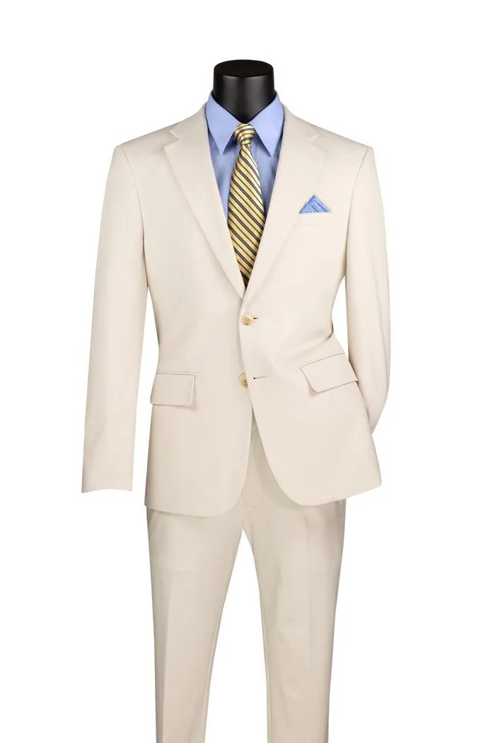 Vinci Slim Fit 2 Piece Suit Stretch Fabric Suit with Adjustable Waistband Bone SDX-3