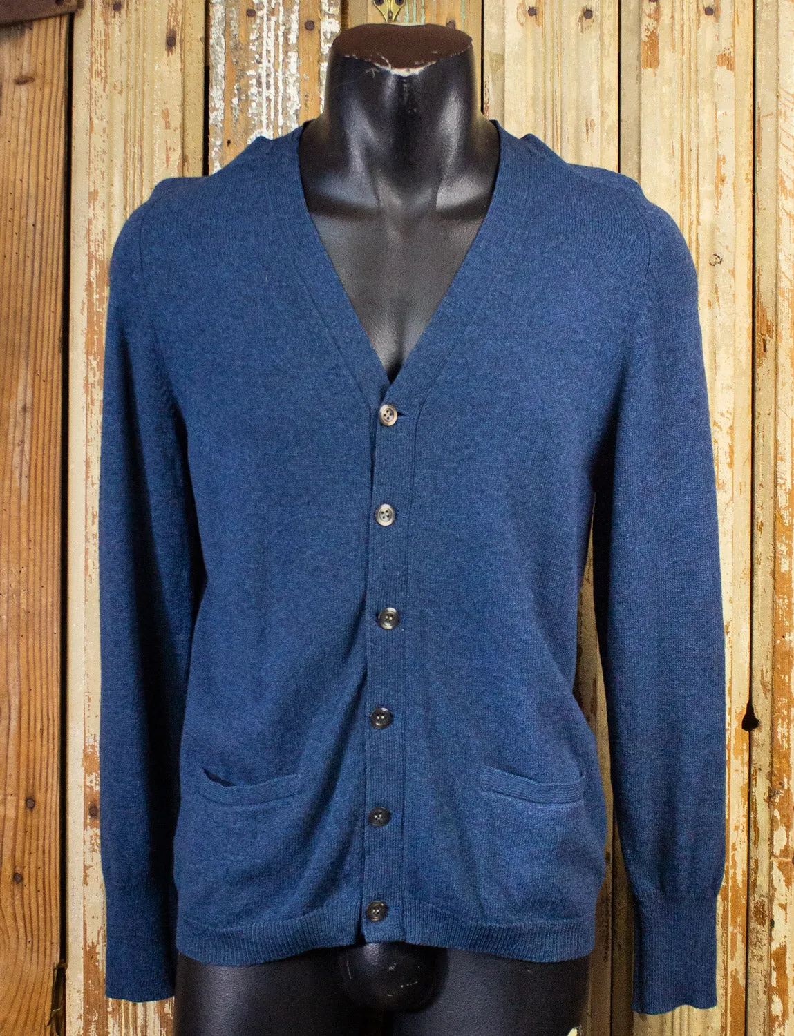 Vintage Alan Paine Blue Cardigan Sweater 70s Medium