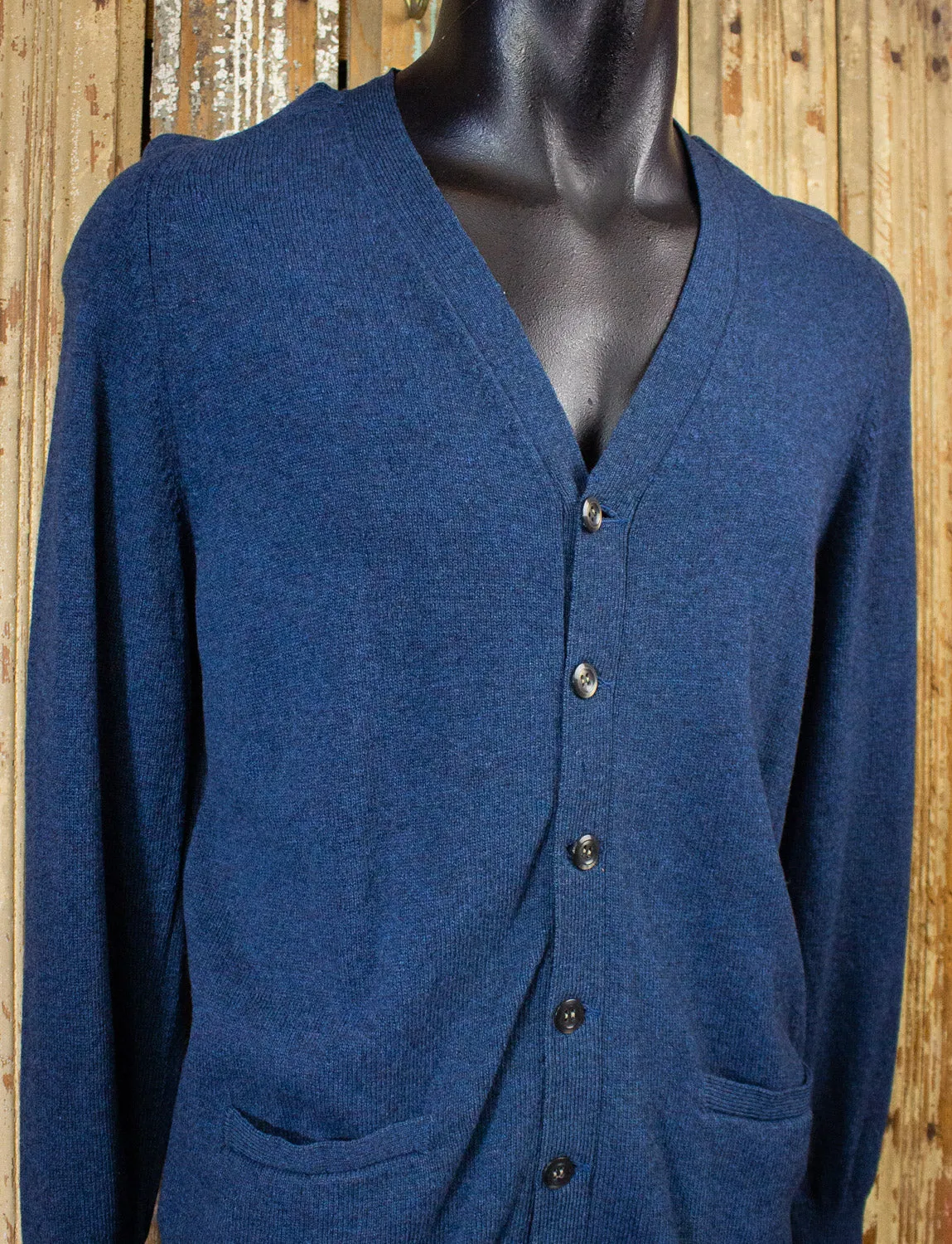 Vintage Alan Paine Blue Cardigan Sweater 70s Medium