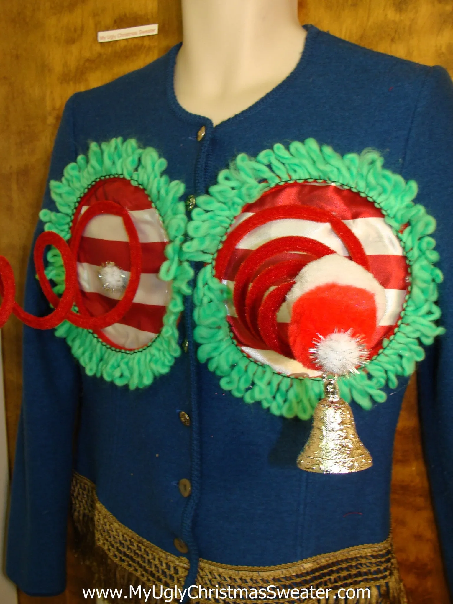 Wool Cardigan with Fringe Naughty Ugly Christmas Sweater