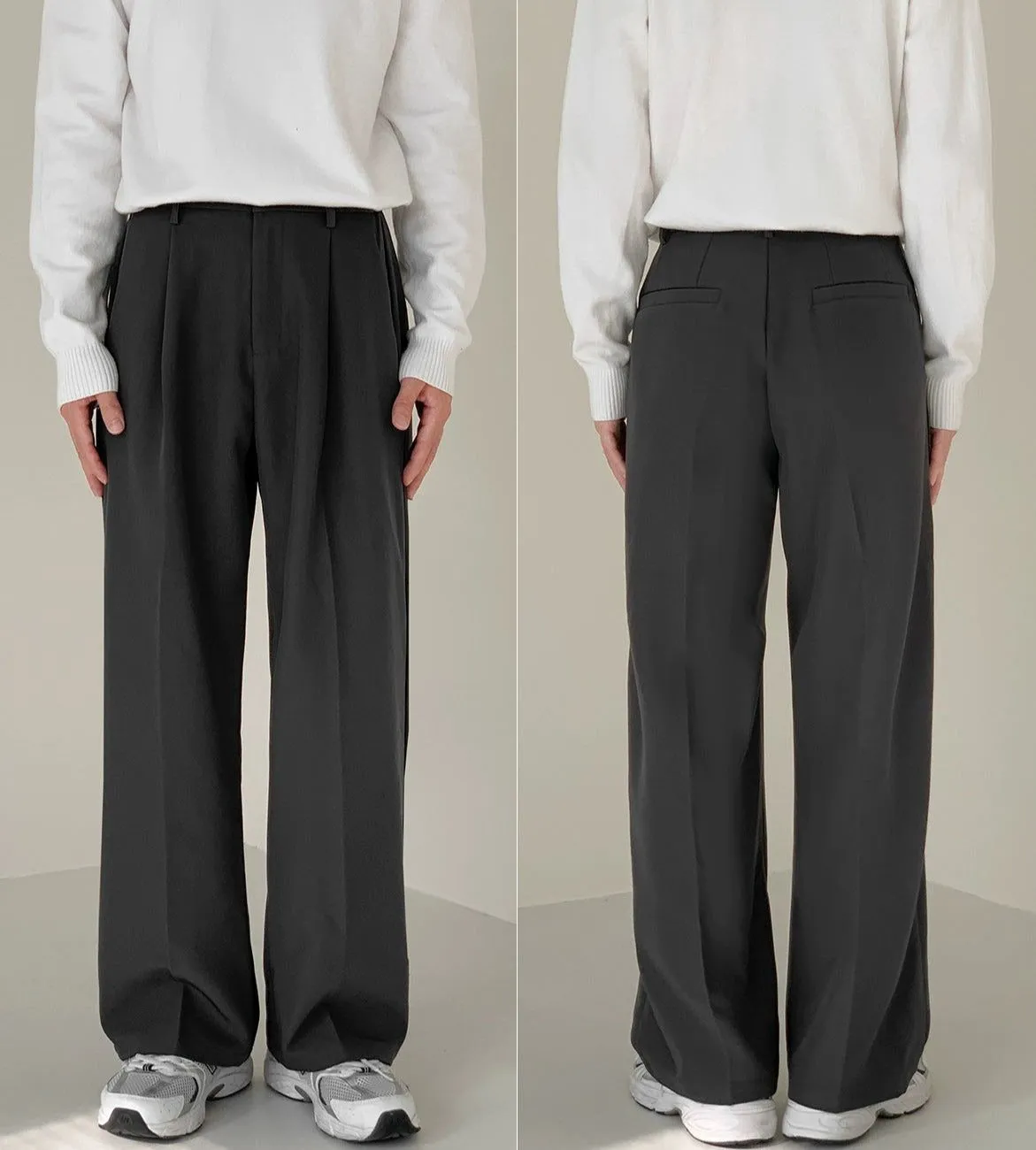 Zhou Pleated Straight Leg Pants