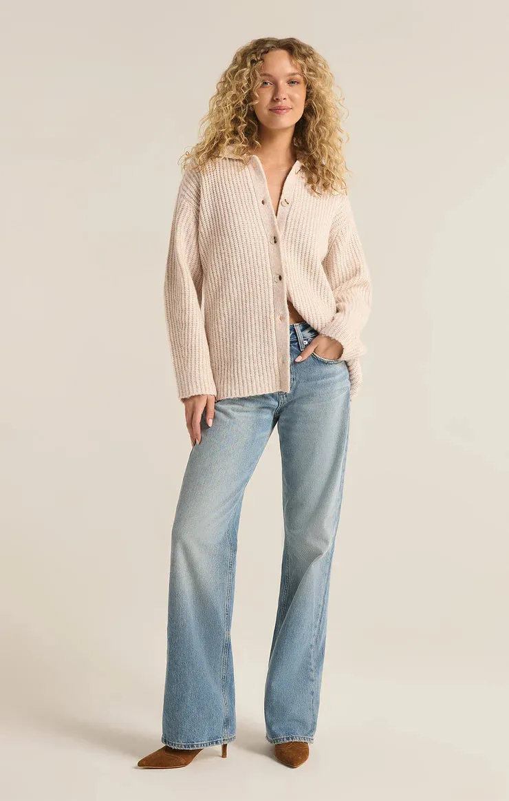 ZSU Lennie Button Up Cardigan Sweater in Oatmeal